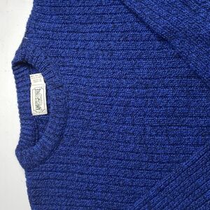 Vintage American Eagle Mens Wool Blend Chunky Knit Sweater Size L Blue USA 90s